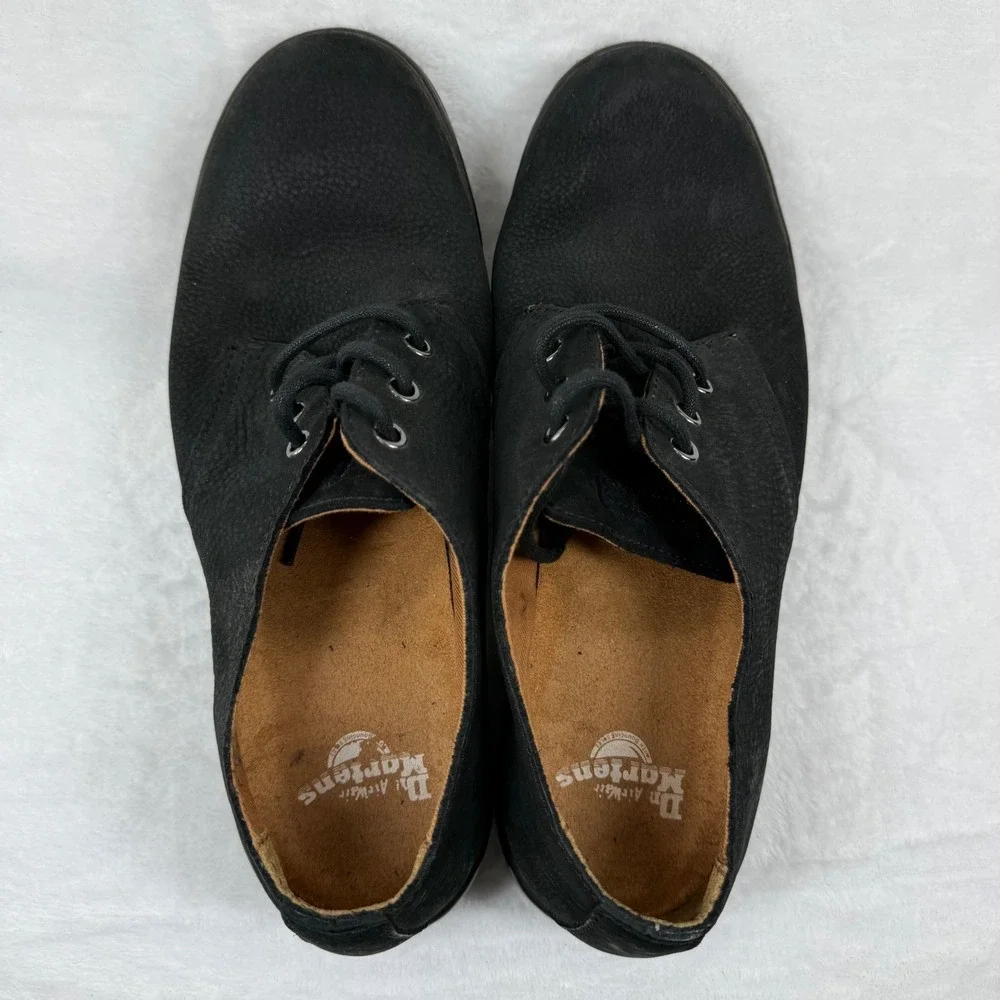 Dr. Martens Will Desert Shoe Mens Black‎ Textured Leather Lace Up Oxfords READ